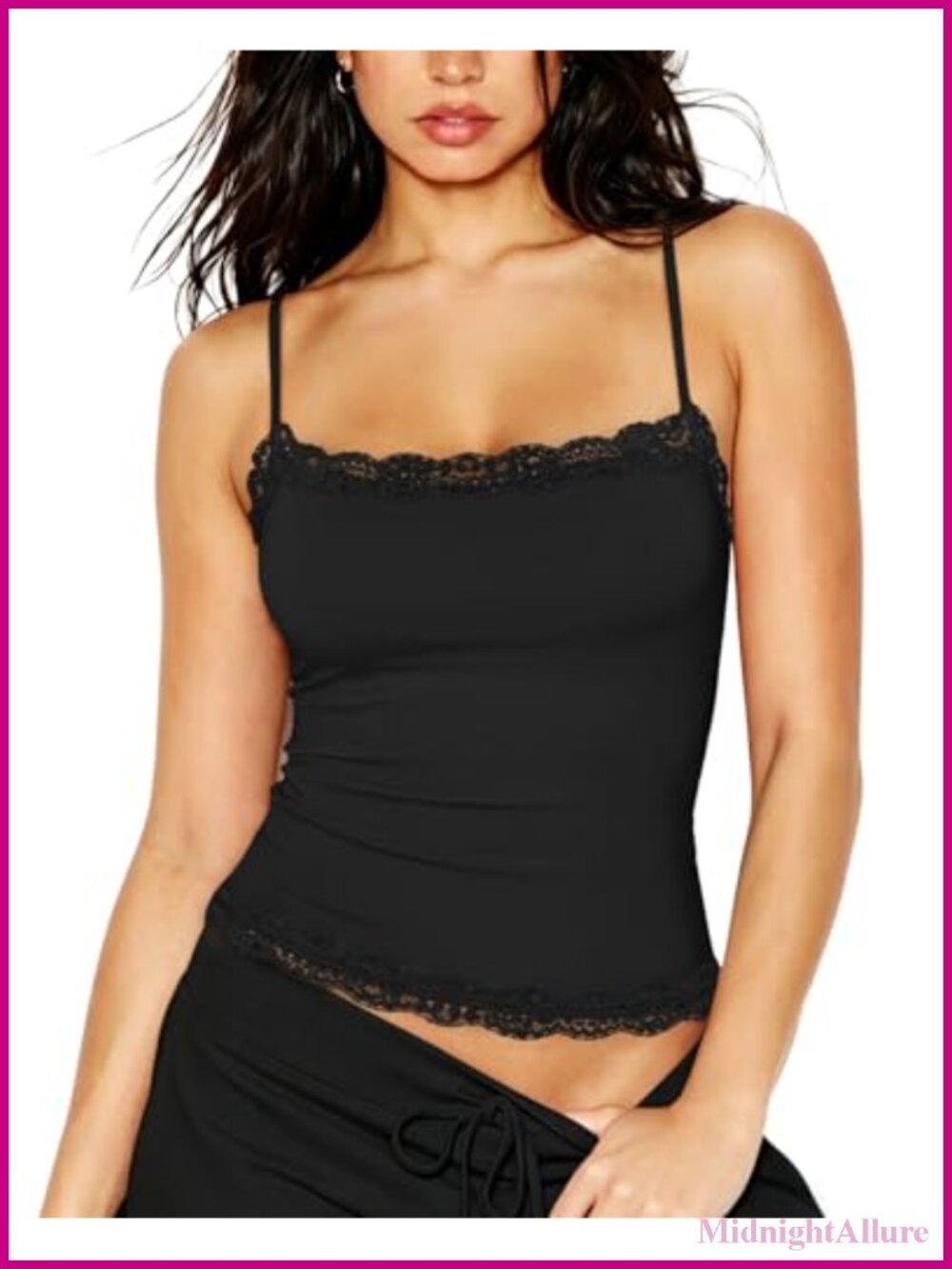 Double Lined Lace Camisole Top Spaghetti Strap Going Out Tank